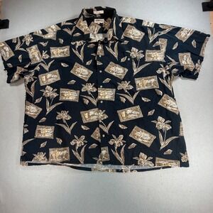 Campia Moda Tropical Cocktail Print Button Down Shirt Men's 3XL